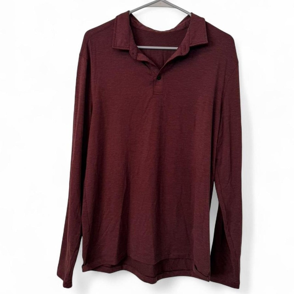 Burgundy Lululemon long sleeve polo shirt